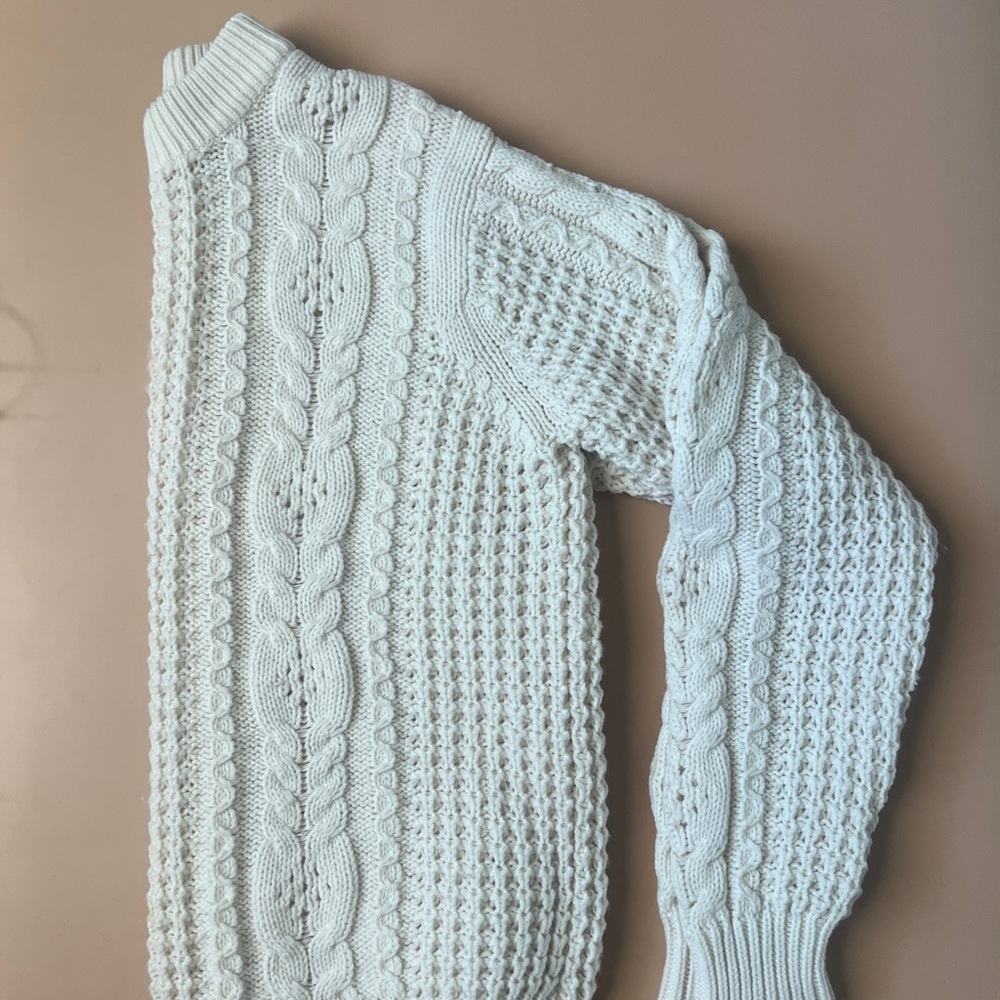 Vintage Cream Cable Knit Turtleneck Sweater